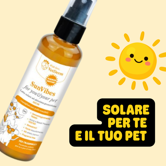 SunVibes 200ml - Protezione solare 50+ per cani, gatti, conigli e umani NO PROFUMO