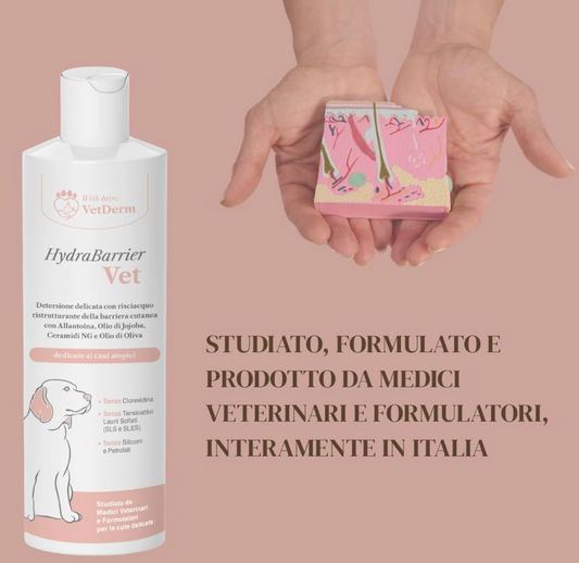 HYDRA BARRIER 250ml - shampoo dermatologico per cani e gatti Atopici,  Antiprurito, Emolliente e Idratante