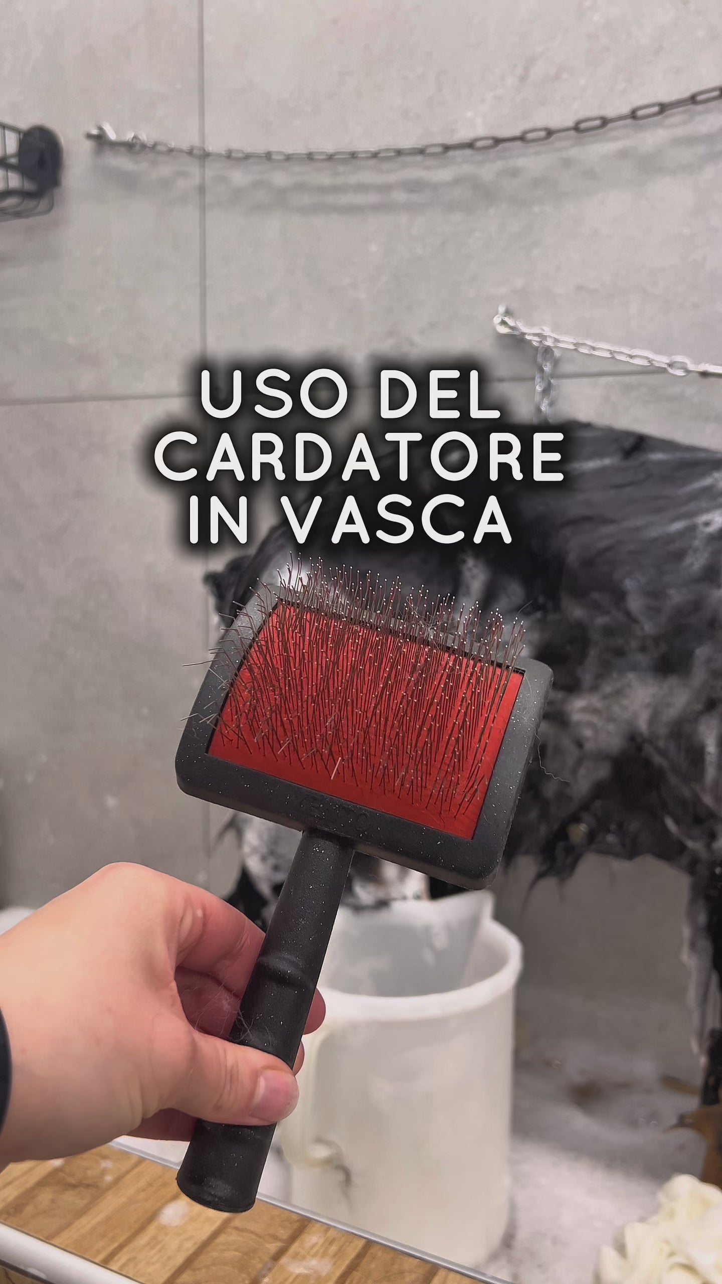 Cardatore per cani GREY setole medio lunghe e medio dure